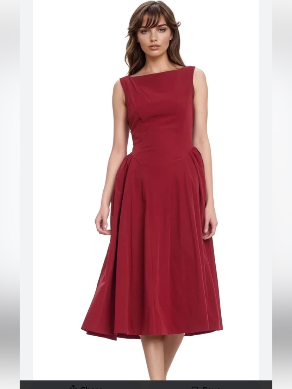 Jewel Badgley Mischka Burgundy Bask Waist Midi Dress - Picture 8 of 8